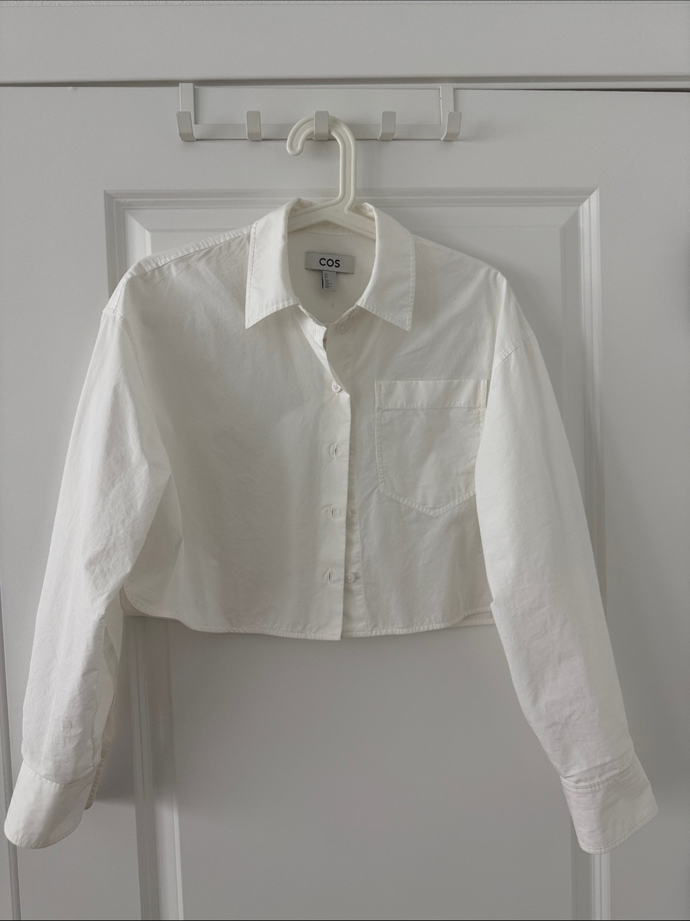 COS White Cropped Button-Down Shirt